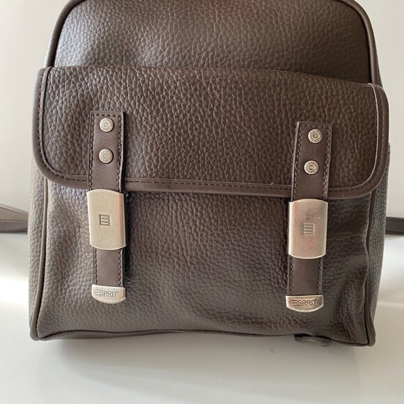 Vintage Esprit Sling Bag Mini Backpack Brown Vegan Leather main image 5